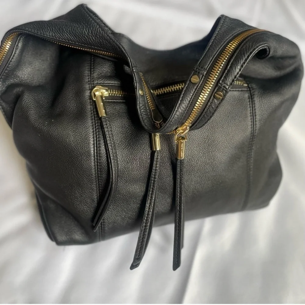 Vince Camuto Zoe Convertible Split Strap Pebble Leather Tassel Hobo Purse